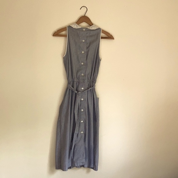 Vintage Dresses & Skirts - Vintage Button Down Blue Gingham Dress